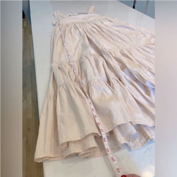 By Anthropologie Midi Apron Dress Ivory Cream with Pockets Small - Picture 7 of 12